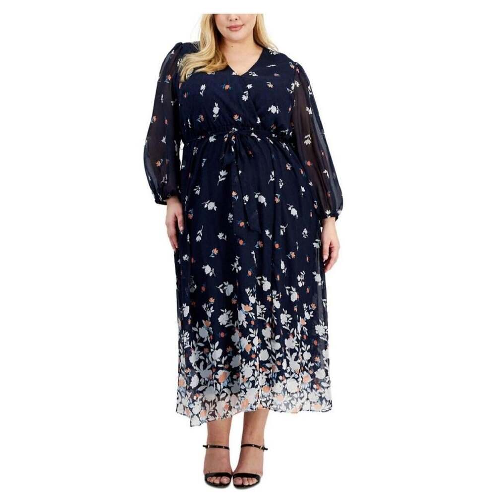 Robbie Bee Women's Blue and White Dress